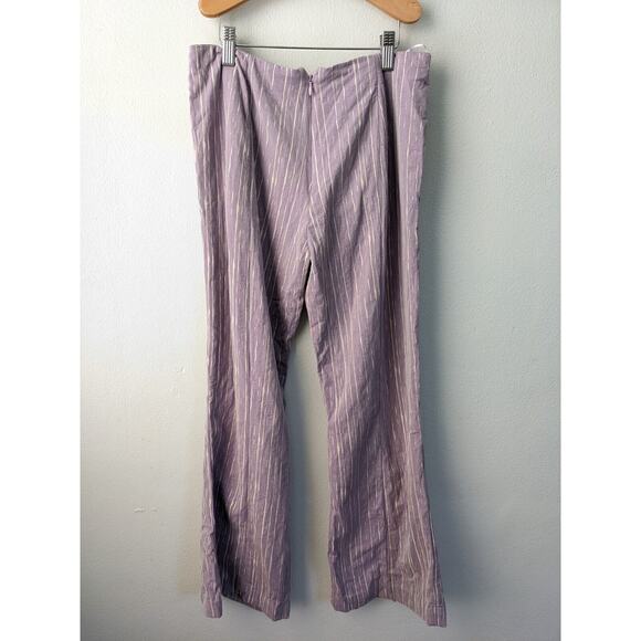 Bogdar Womens Size Large Flared Pants Purple White Striped Cotton Pull On - Picture 8 of 13